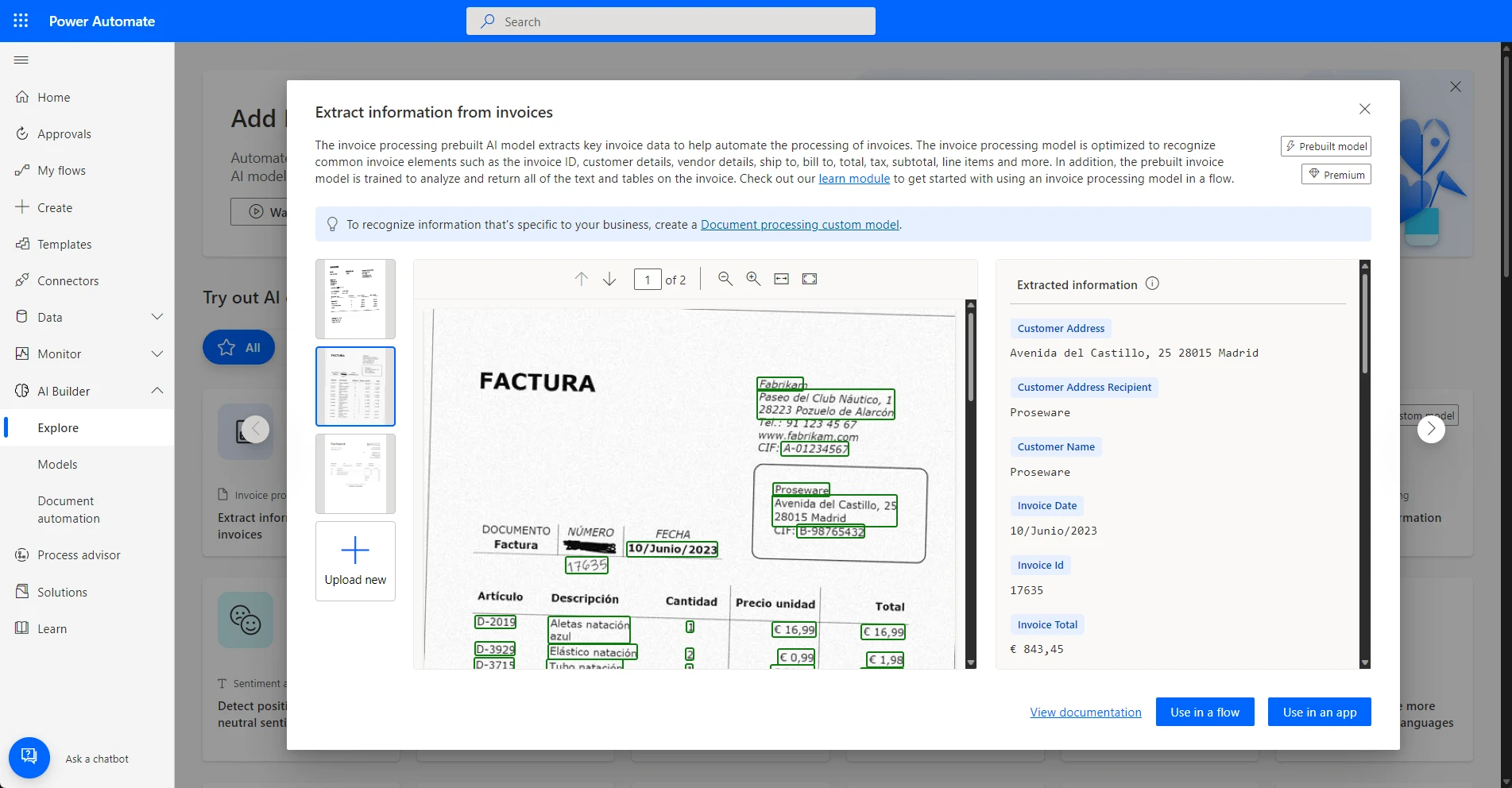 AI Builder Document Processing